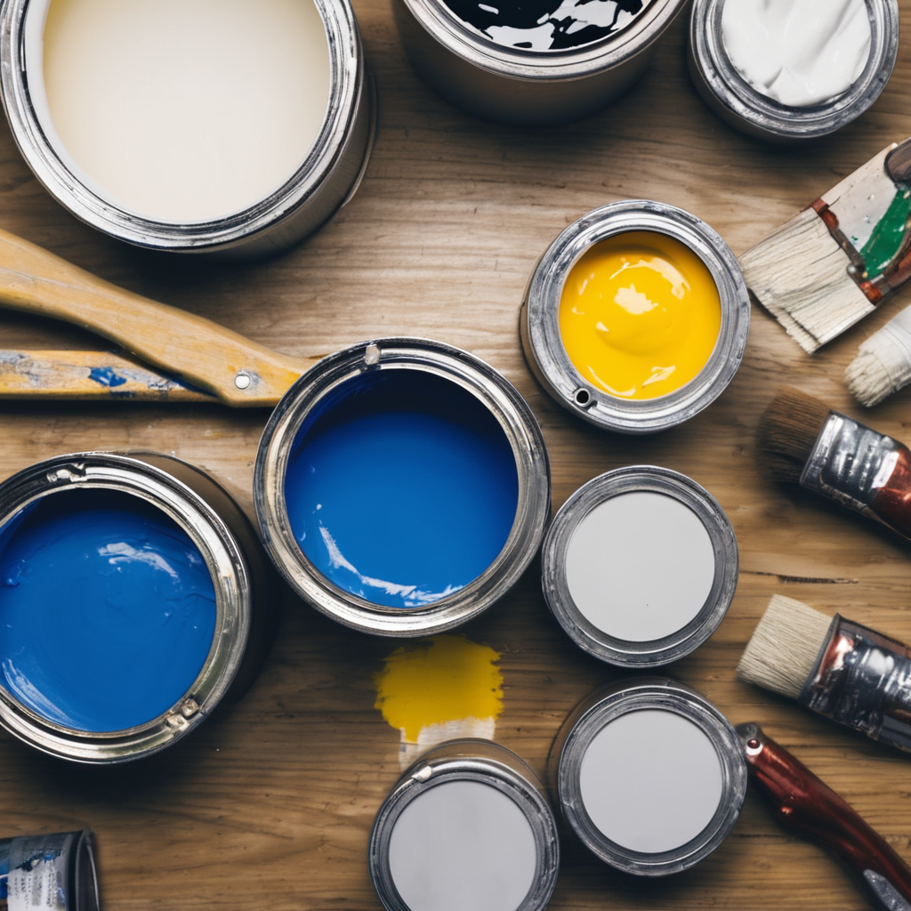 Open paint cans and brushes on a wooden surface—representing DIY home projects before selling