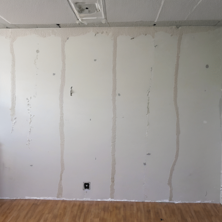 Wall with visible drywall seams and patch marks—an example of DIY work that needs fixing before selling a home