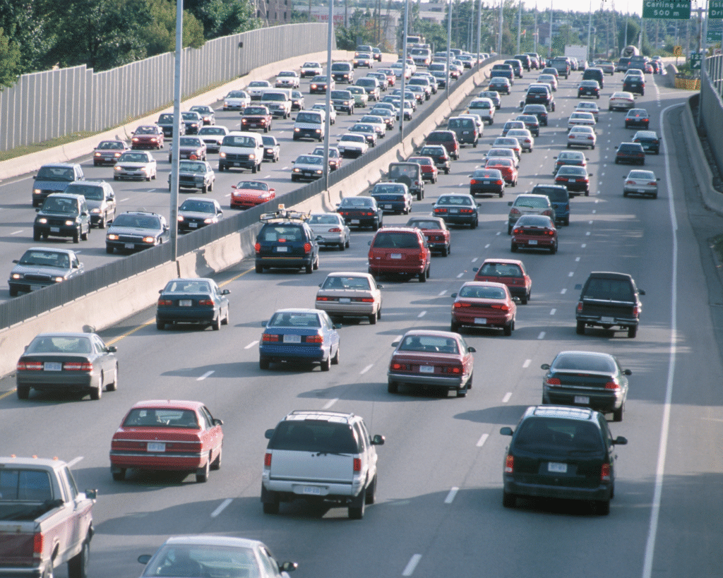 Traffic on the QEW showing the volume of vehicles travelling through the Niagara Region.